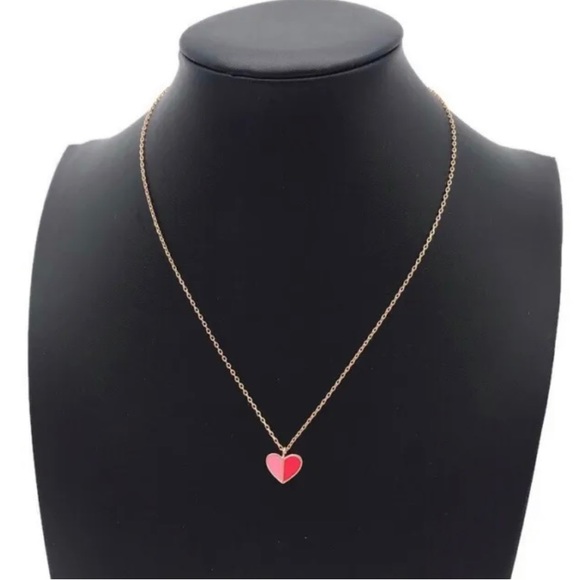 Kate Spade Heritage Red & Pink Heart Pendant with Beautiful Rose Gold Chain - Picture 6 of 7